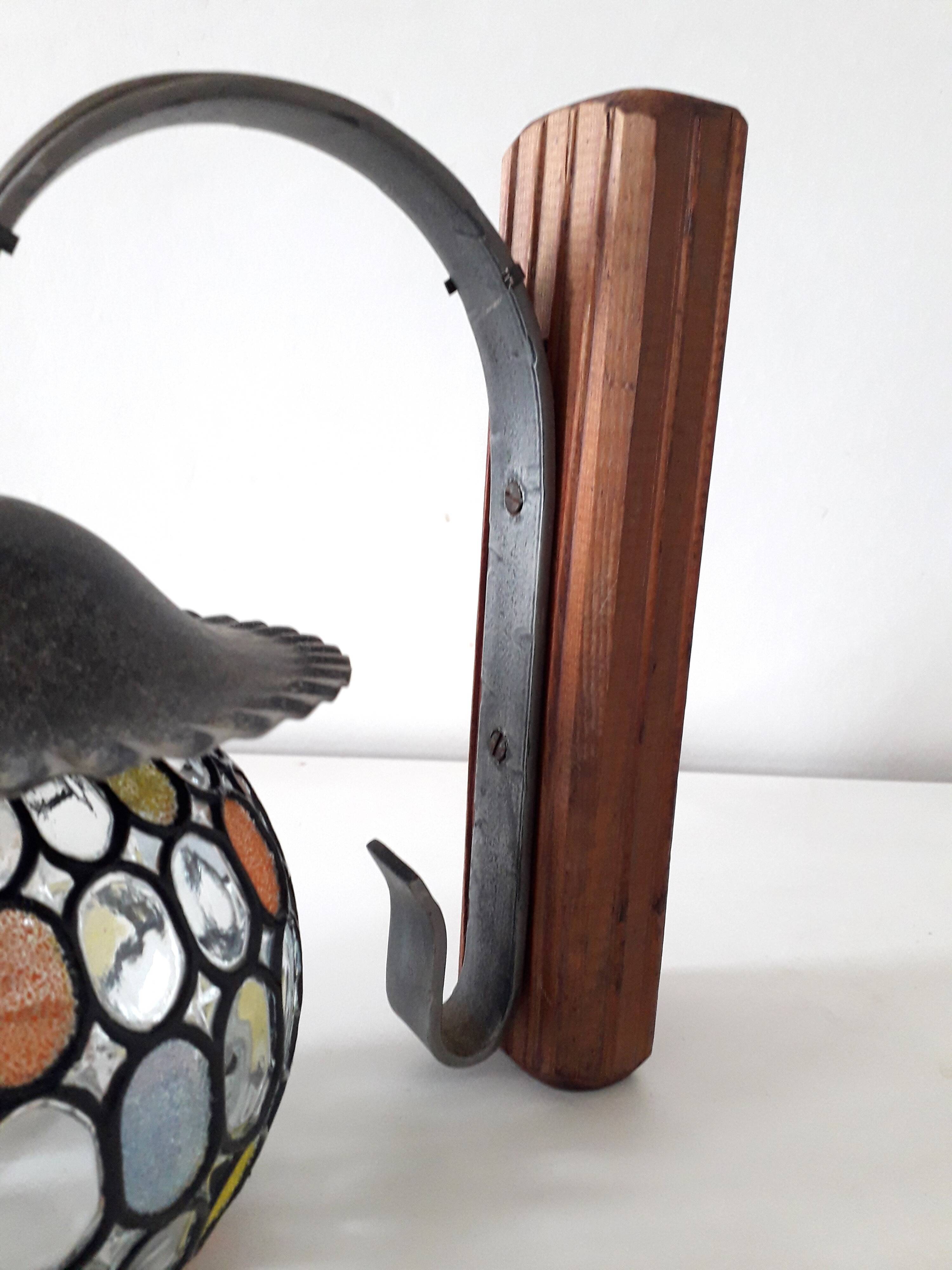 Retro wall light - Globe colored cloisonné glasses. - 1950-60