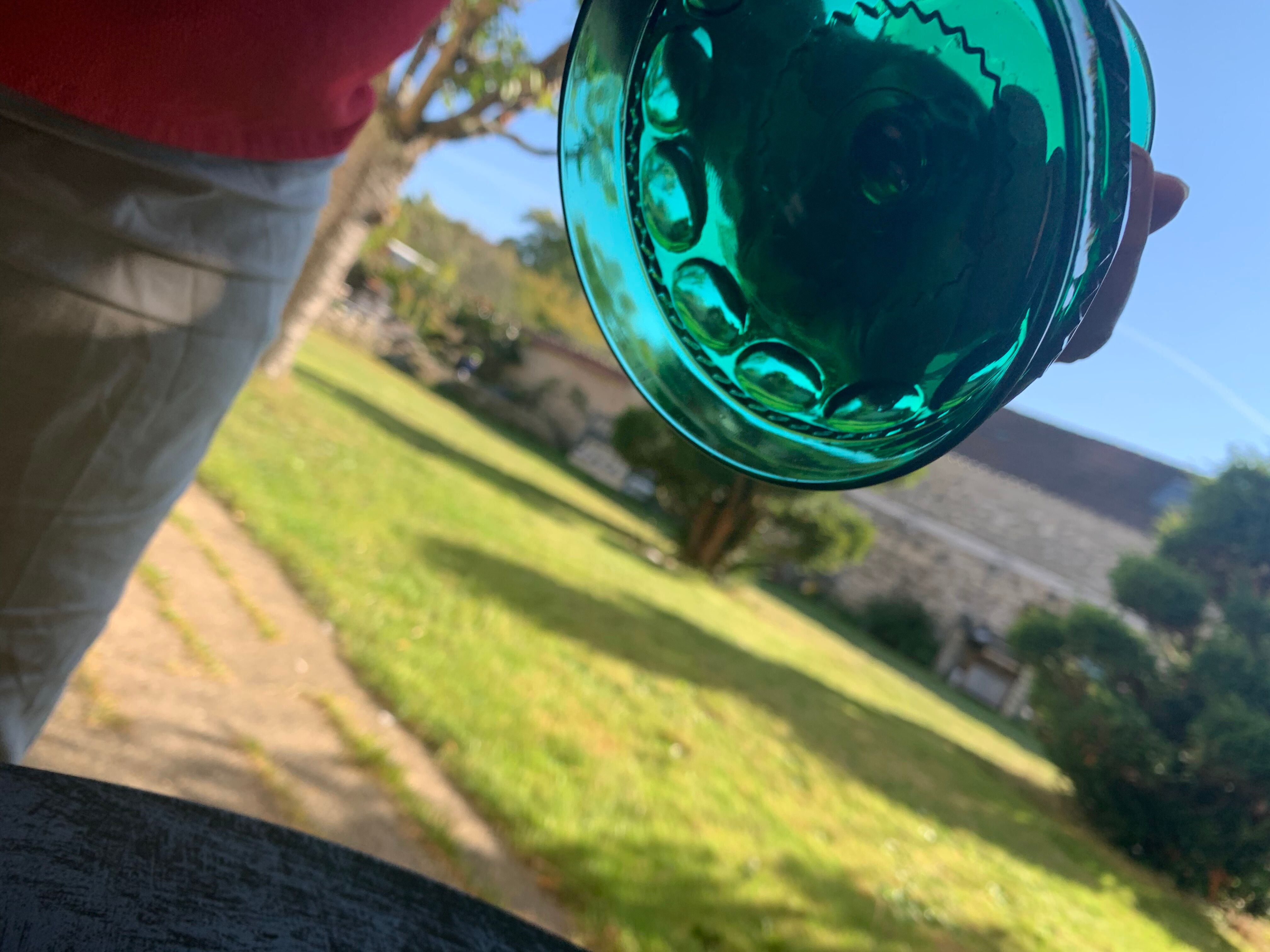 5 cups, vintage green glass verrines