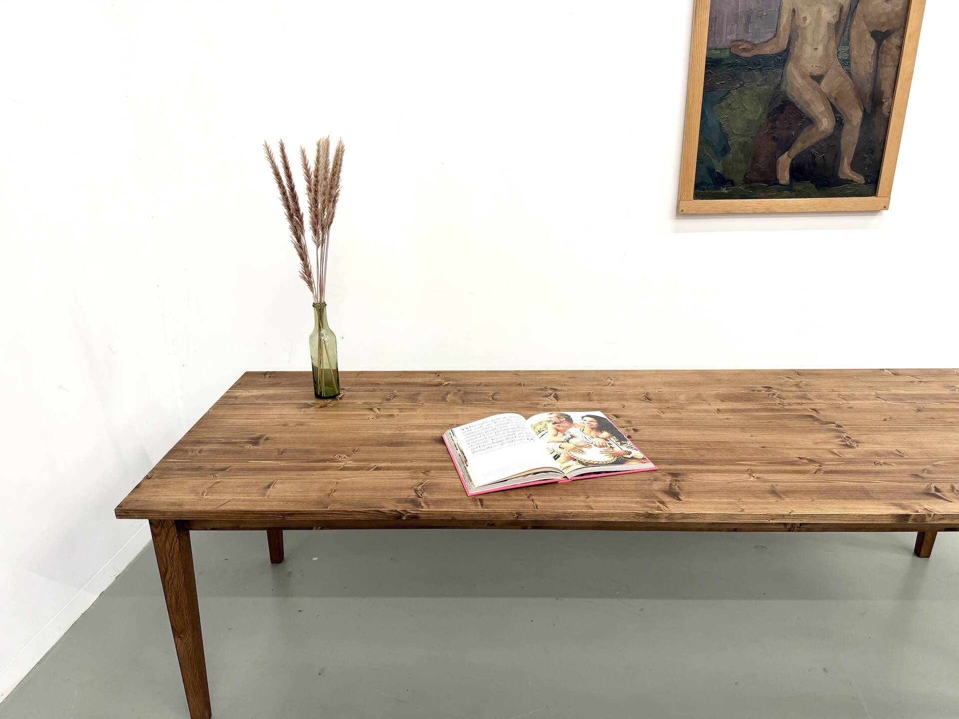 Farm table with tapered legs, L 260 cm