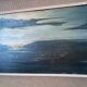 Marine painting oil on panel lake view - 1962
