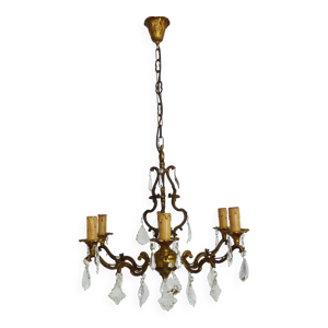 lustre cage en bronze - pampilles