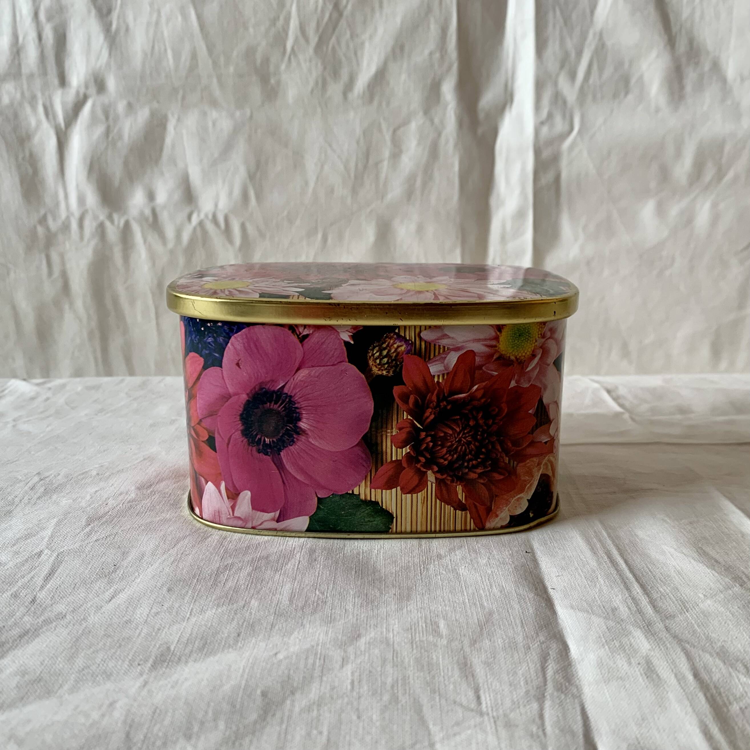 Boîte métallique vintage Côte d'Or - décor floral