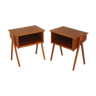 Set of 2 mahogany bedside tables, Sweden, 1950