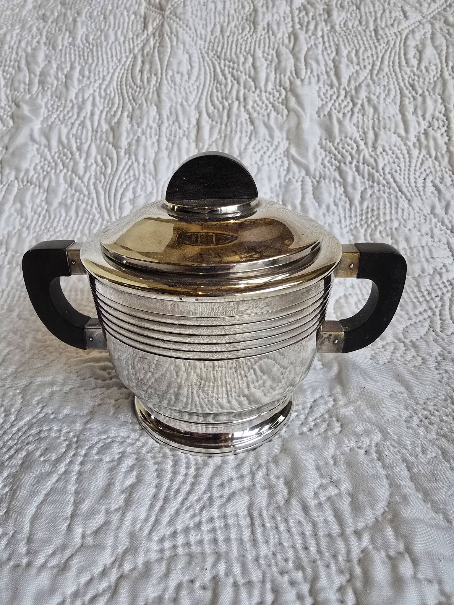 Art Deco tea and coffee service in silver-plated metal and Bakelite, 1930s