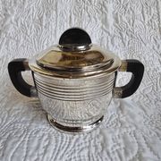 Art Deco tea and coffee service in silver-plated metal and Bakelite, 1930s