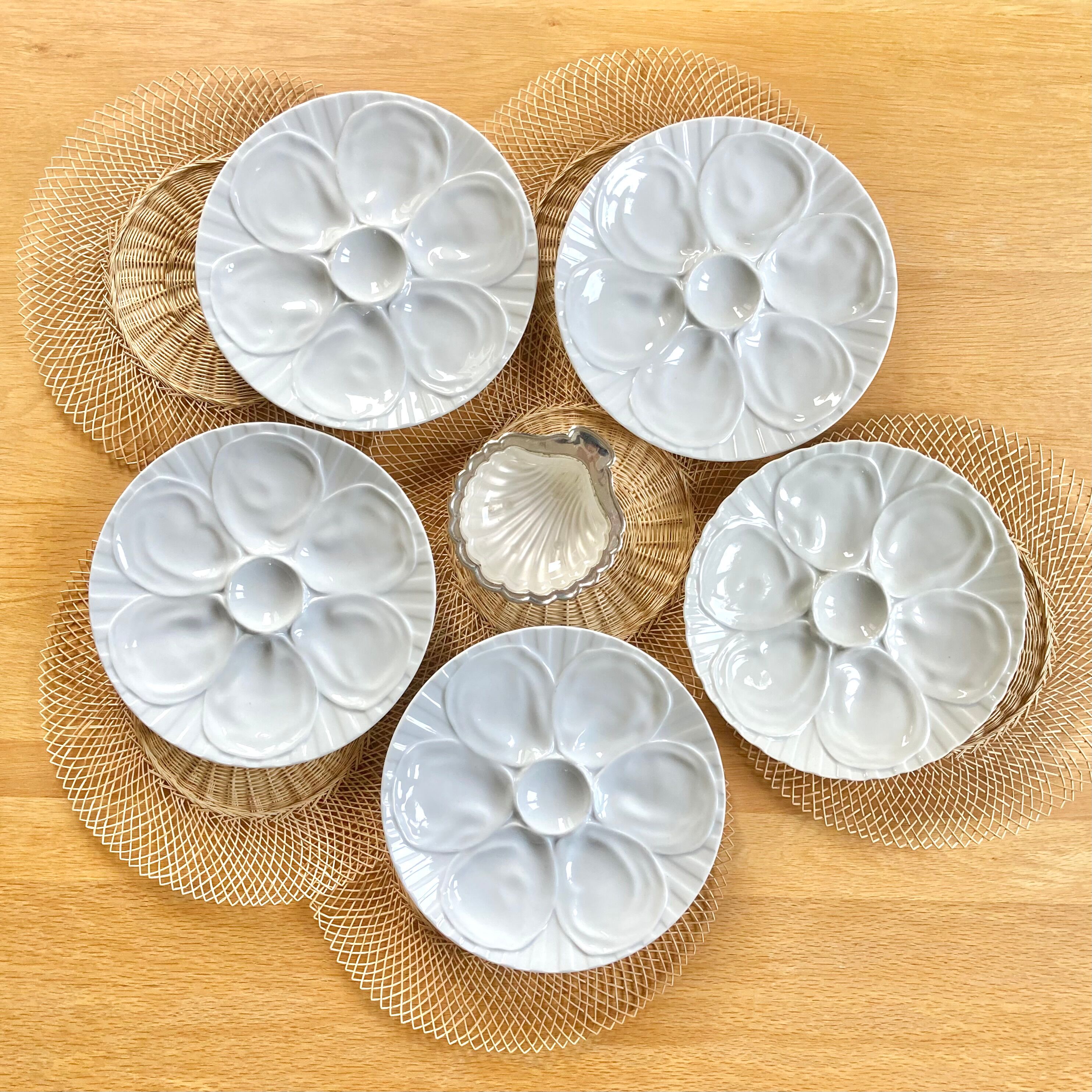 5 oyster plates Pillivuyt white porcelain