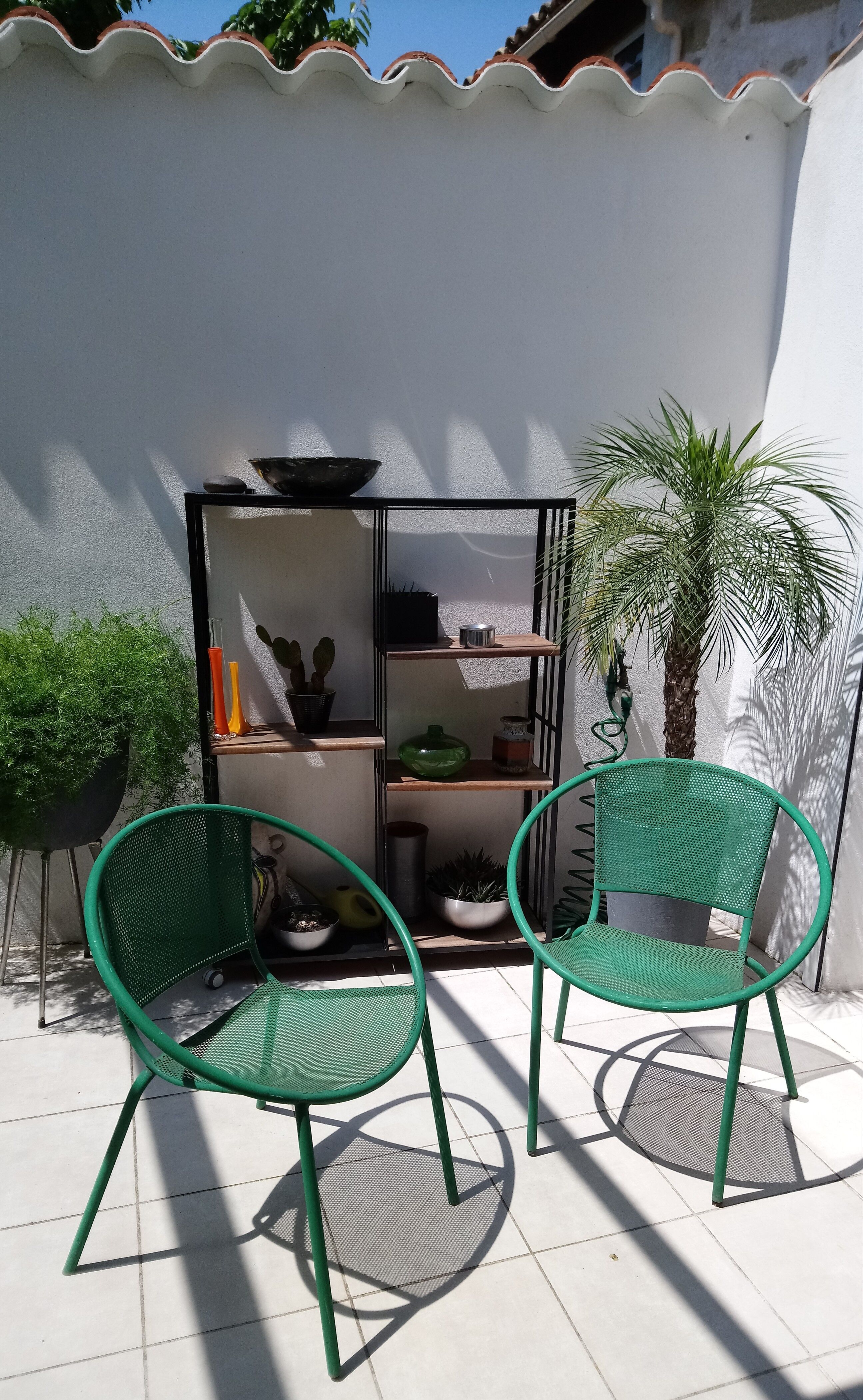 Pair of chairs half moon garden 80s Italian design