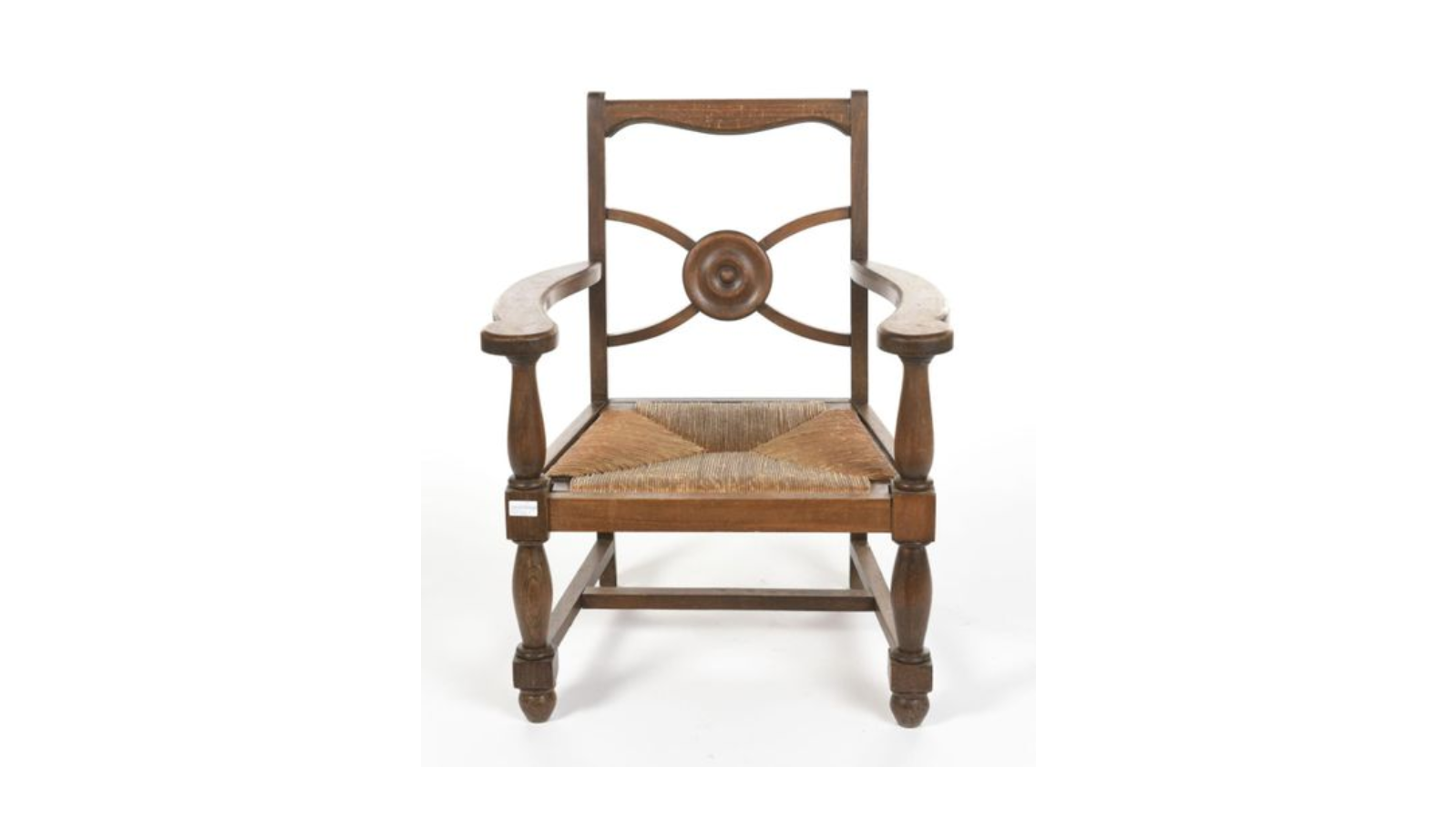 Solid oak structure chair and mulched-trimmed seat circa 1940