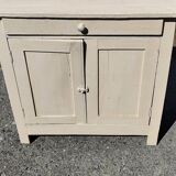 Small Parisian sideboard with one drawer and two doors, white lacquered