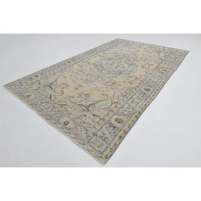 1970s Vintage Turkish Oushak Handmade Wool Cotton Beige Area Rug 171x282