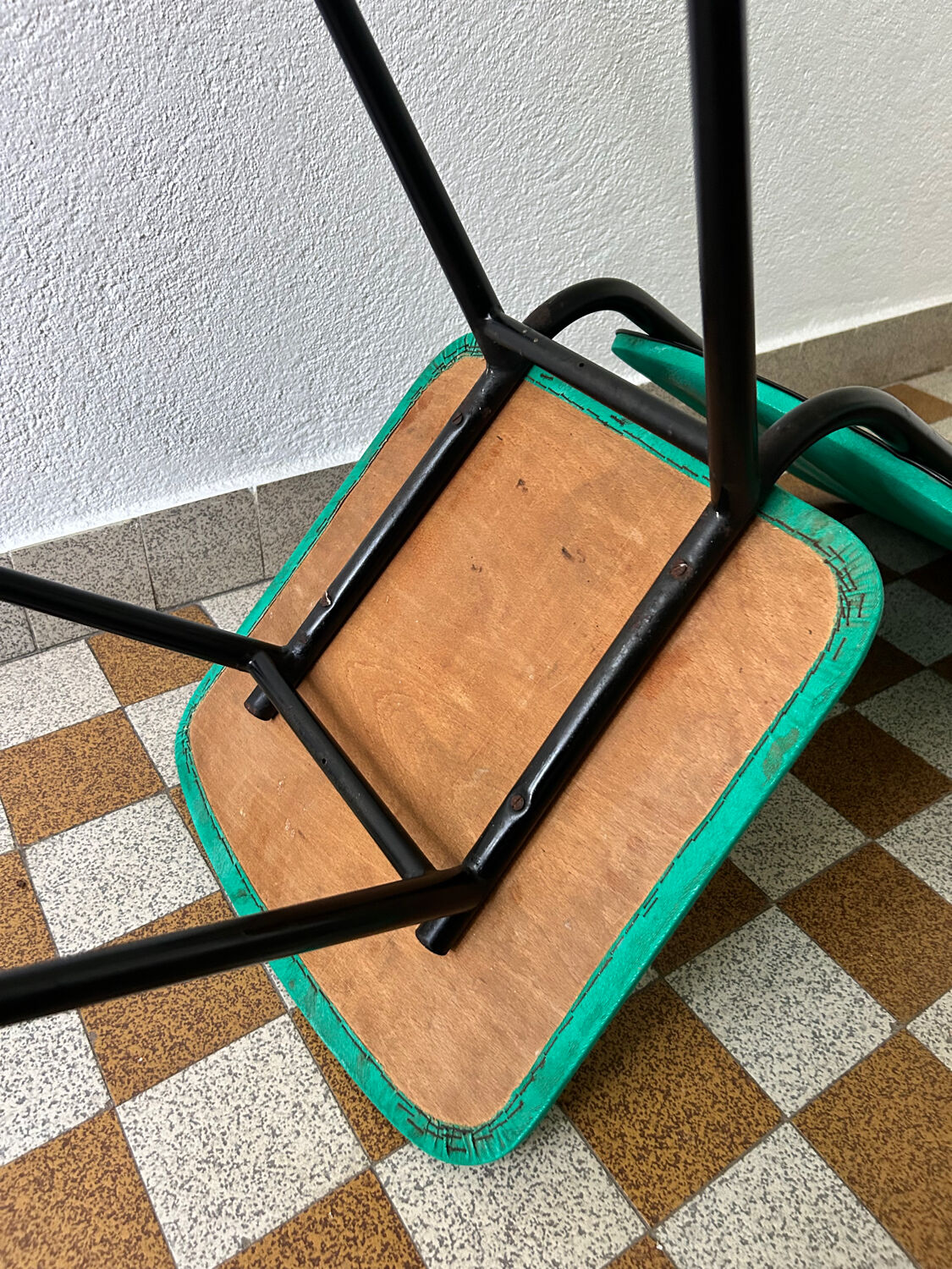 Green skai chairs from the 1950s