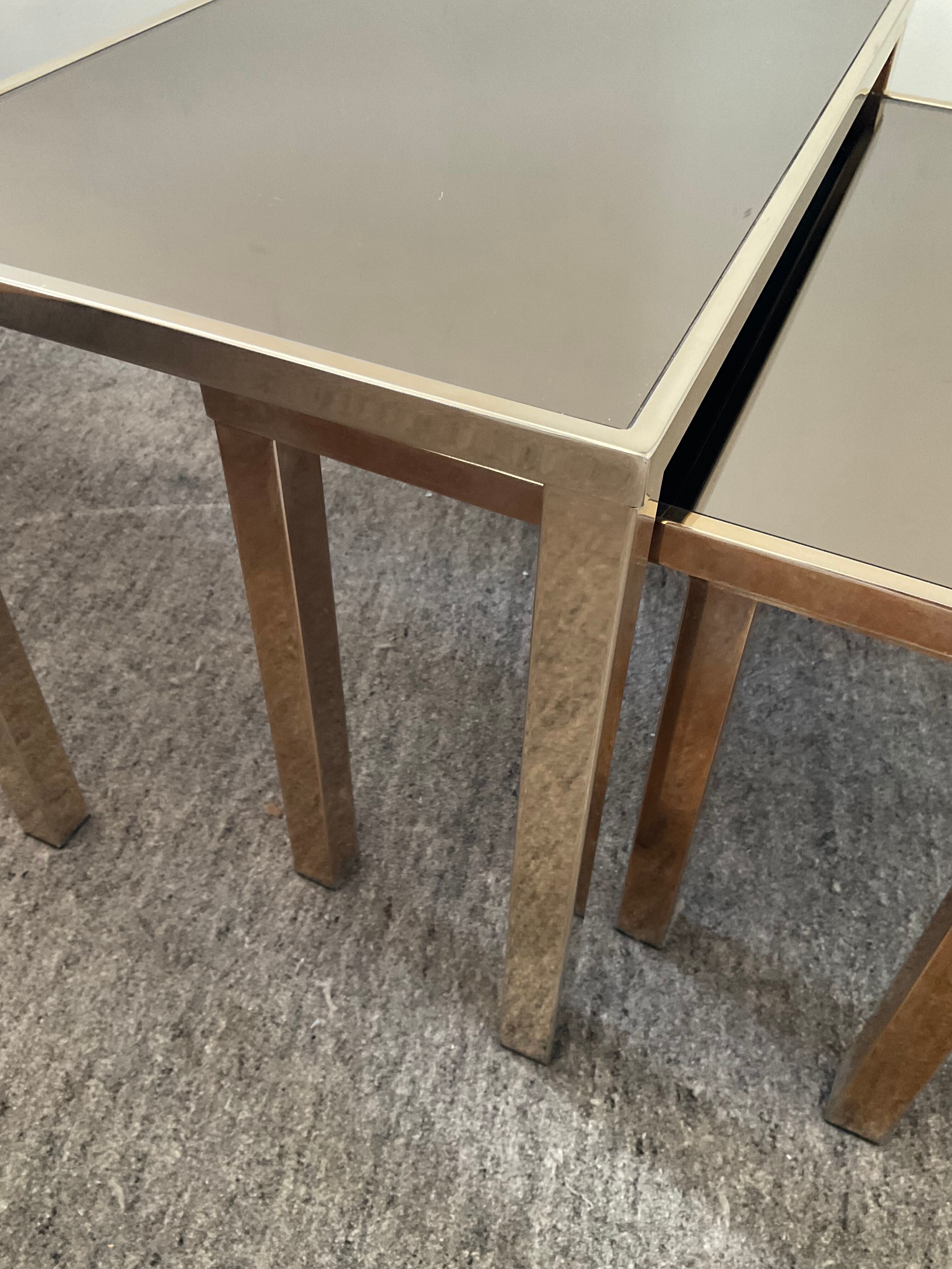 Series of 3 Belgo Chrom trundle tables from the 70s