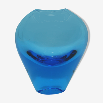 Vase scandinave en verre bleu cobalt