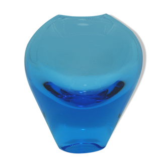 Vase scandinave en verre bleu cobalt