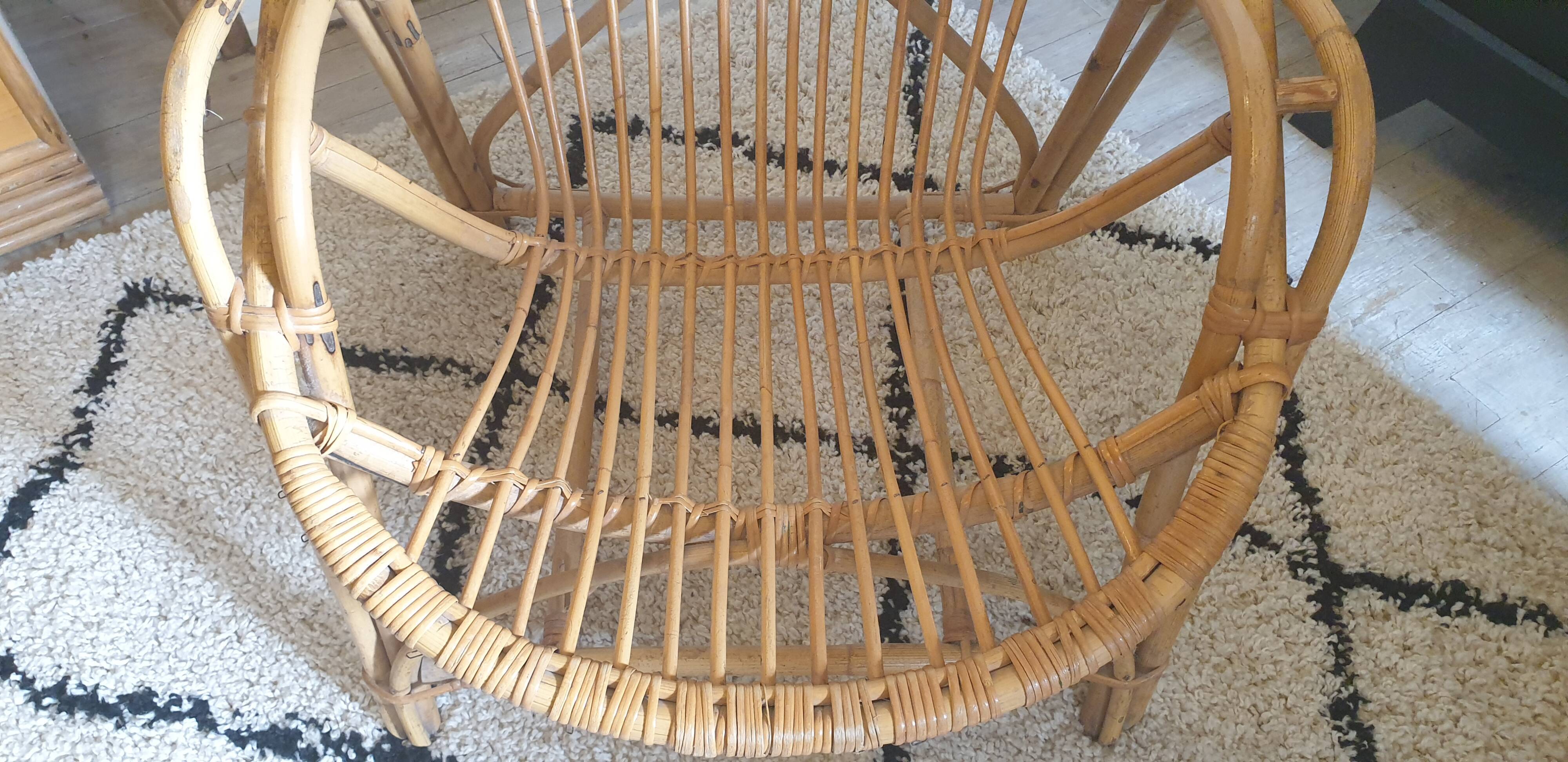 Rattan shell armchair