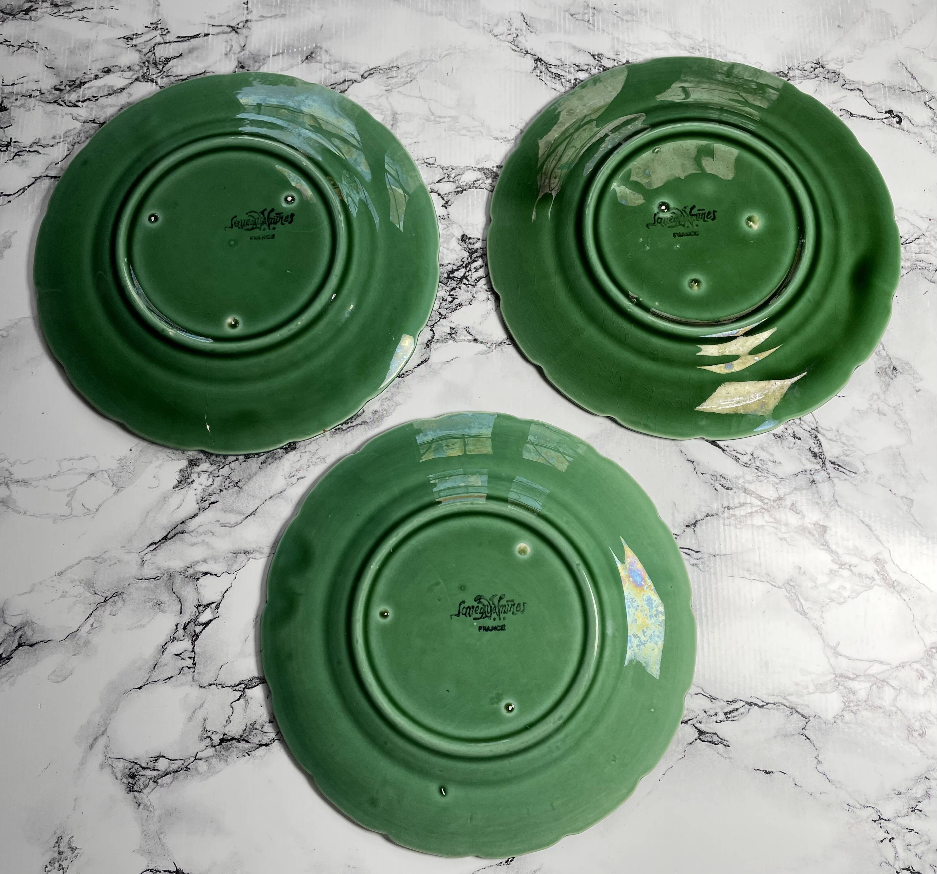 Sarreguemines grape barbotine dessert plates