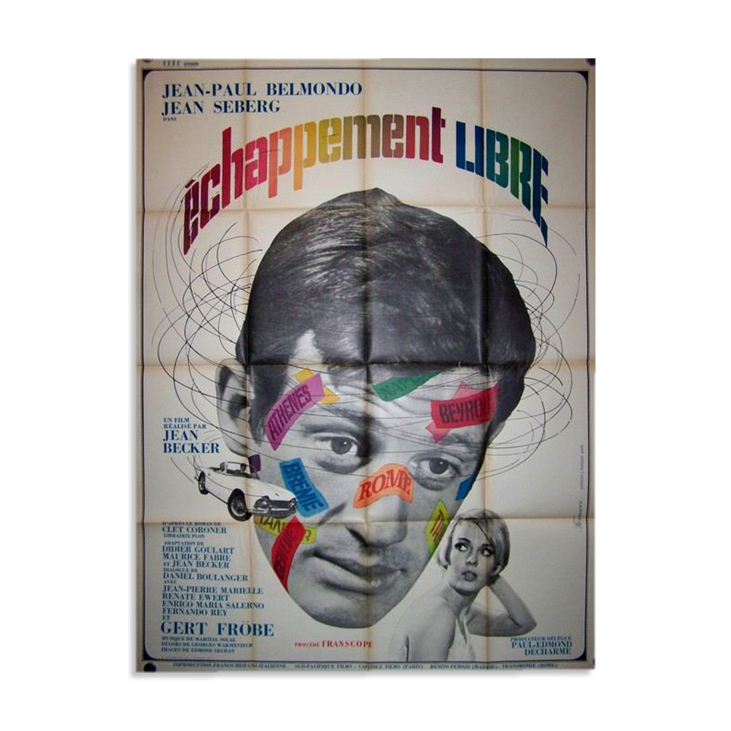 Original poster of 1964 free escape 120x160 cm jean paul belmondo