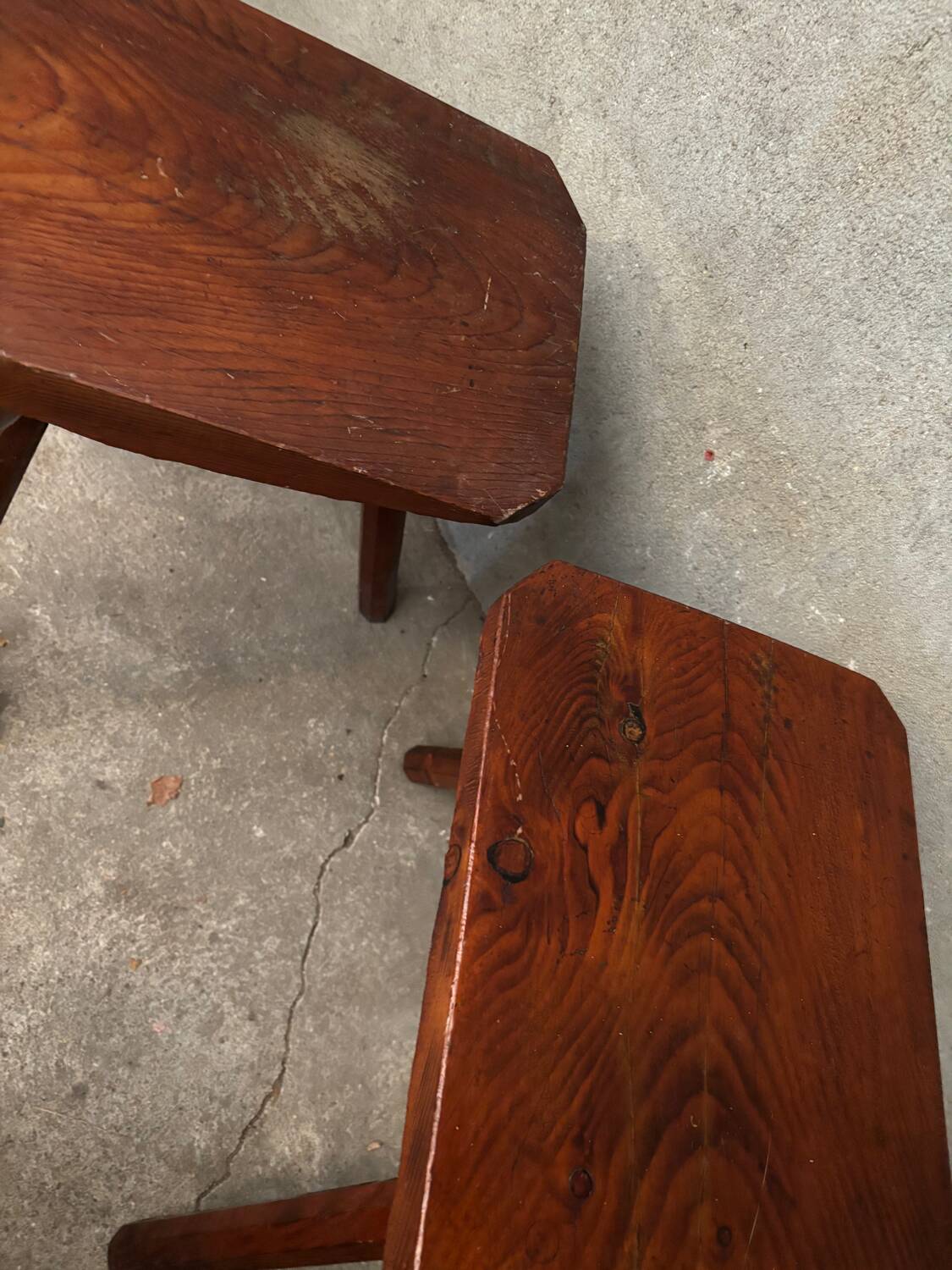 Pair of Mobichalet-type brutalist stools