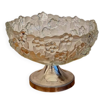 Vintage glass fruit bowl on a stand from the 60s/70s.