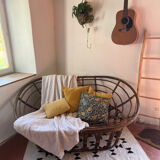 Papasan rotin  bois canapé 2-3 places