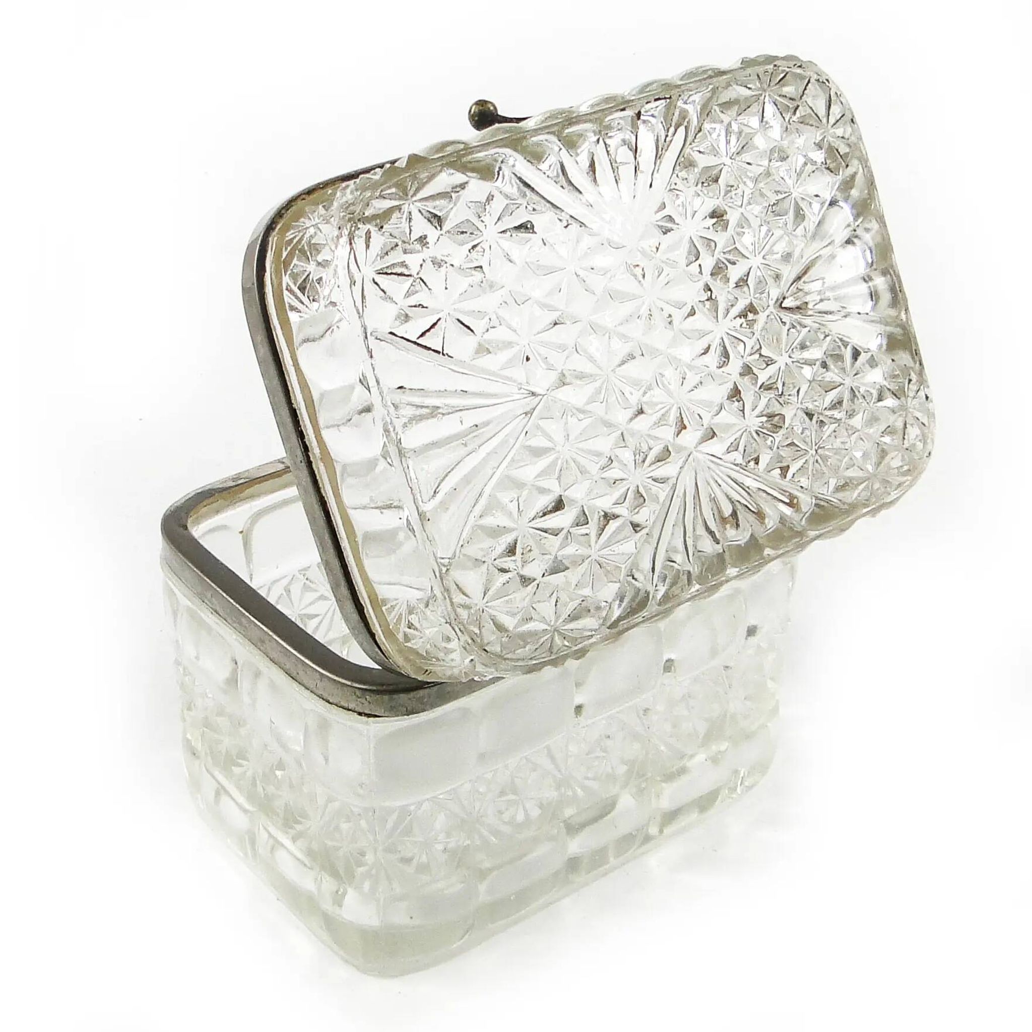 Art Deco bonbonniere, pressed glass, HSG Ząbkowice, Poland, 1930s