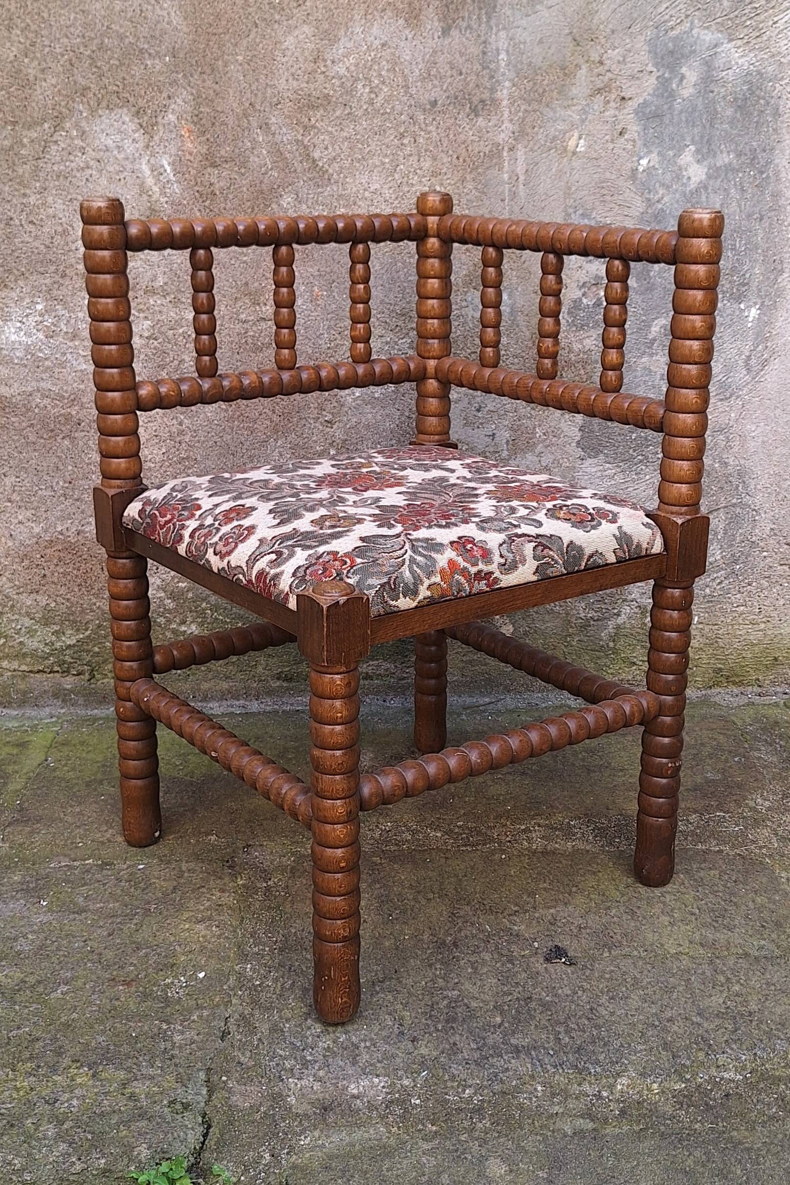 Turned wooden fireside chair