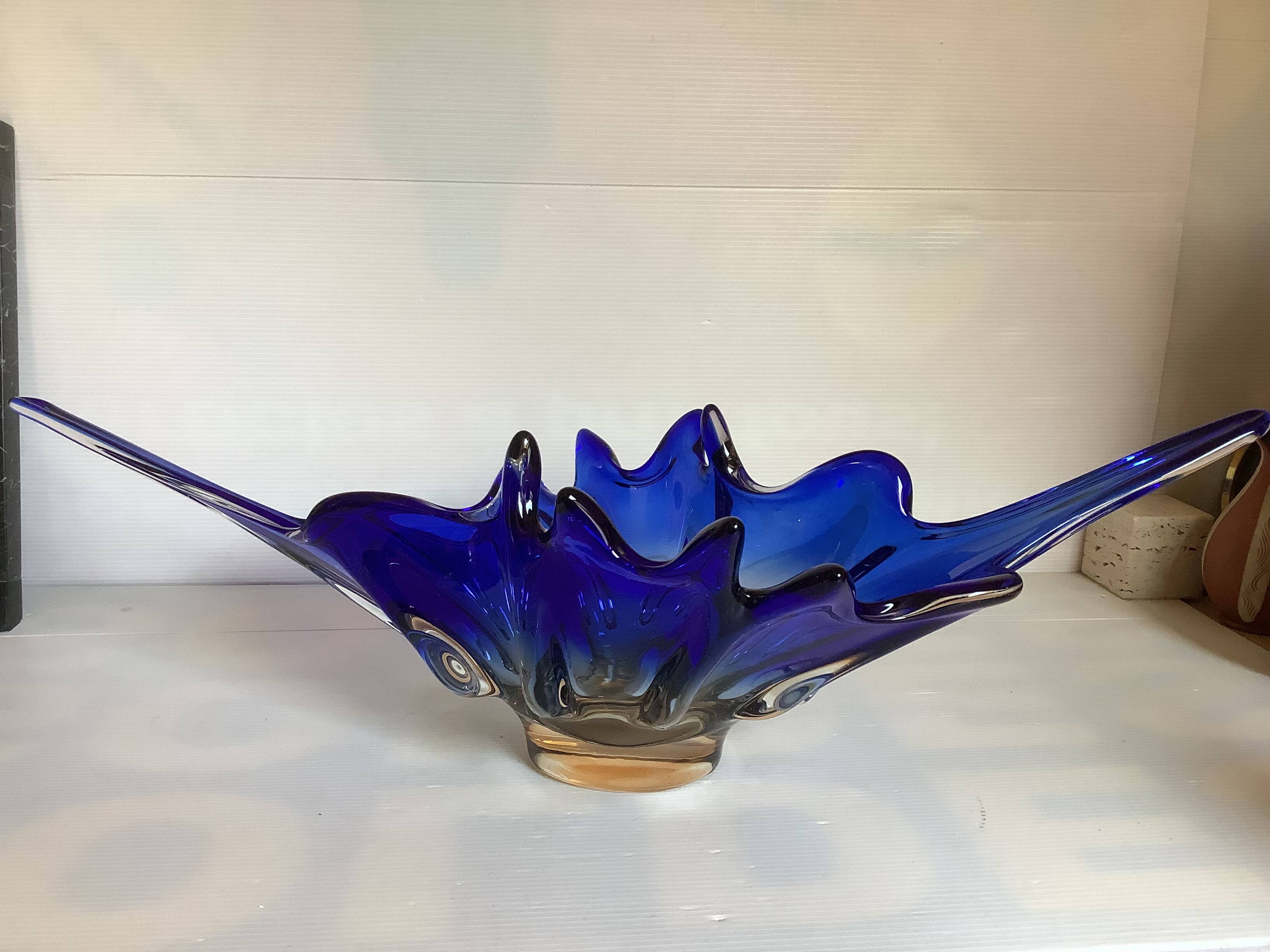 Large cobalt blue centerpiece