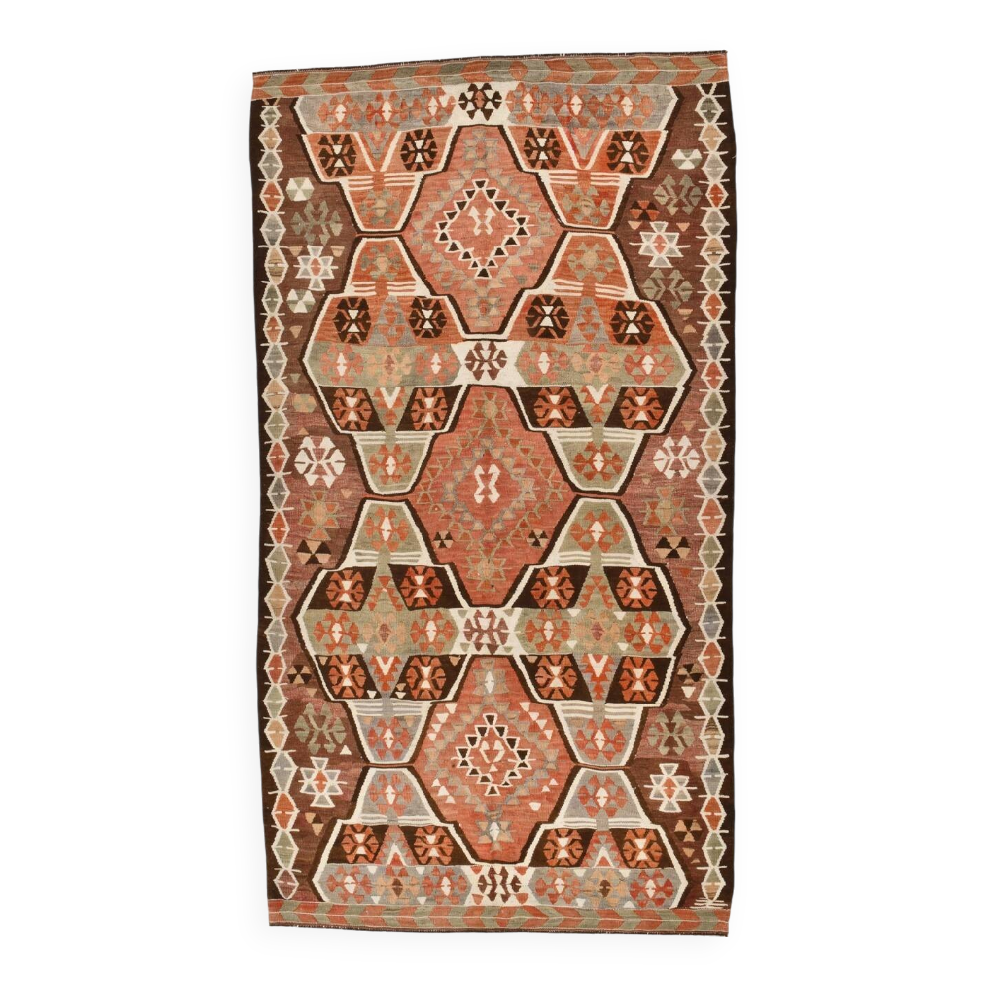 8x10 Kilim Multicolor Geometric Style Kilim Rug, 170x310 Cm