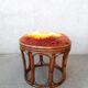 Table tabouret en rotin et verre vintage
