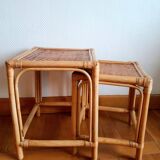 Vintage rattan nesting tables 1970