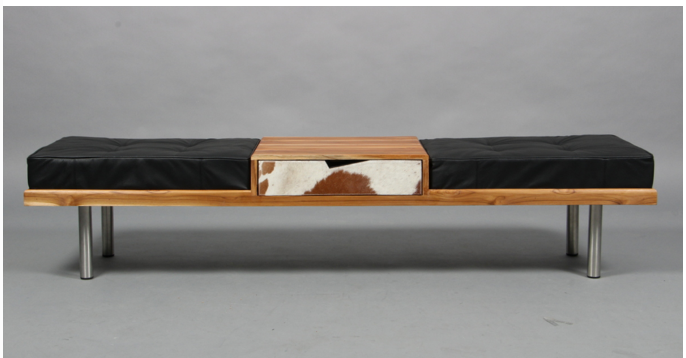 Scandinavian bench bench with center drawer