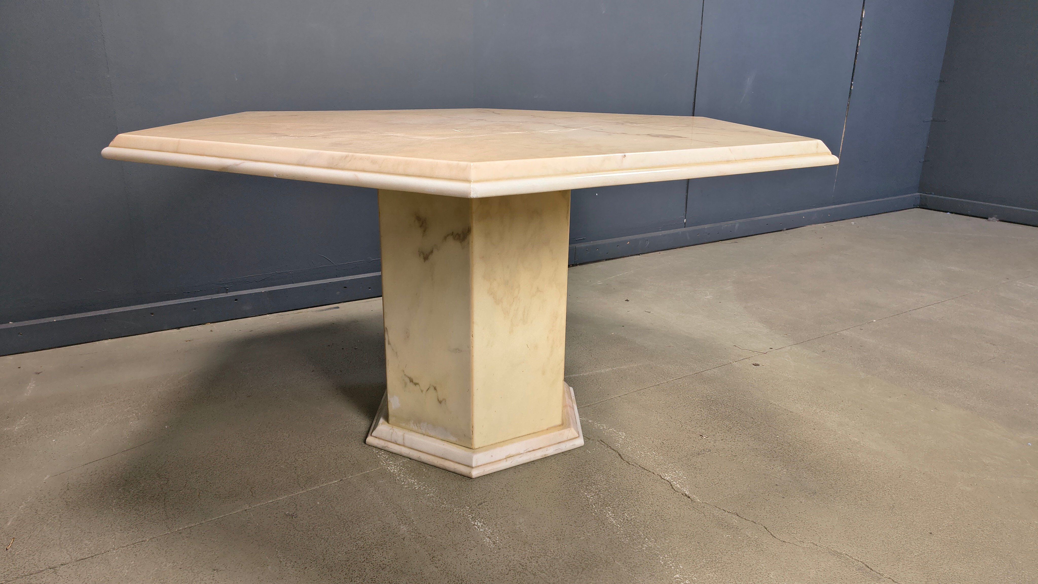 Octagonal Italian marble dining table 1970s