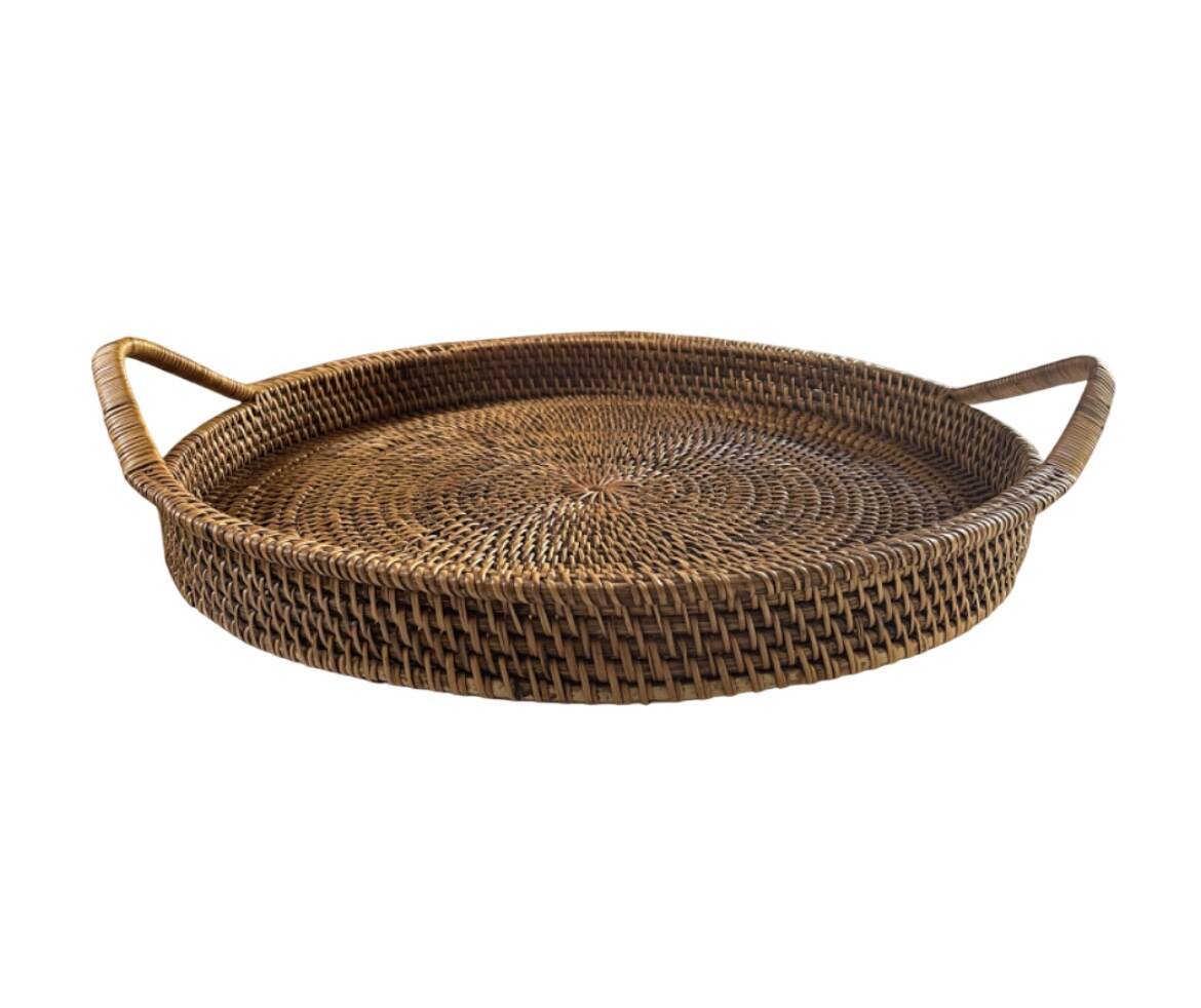 XXL woven rattan tray diameter 46 cm