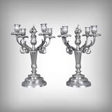 Pair of silver-plated candelabra, Louis XVI style – late 19th century