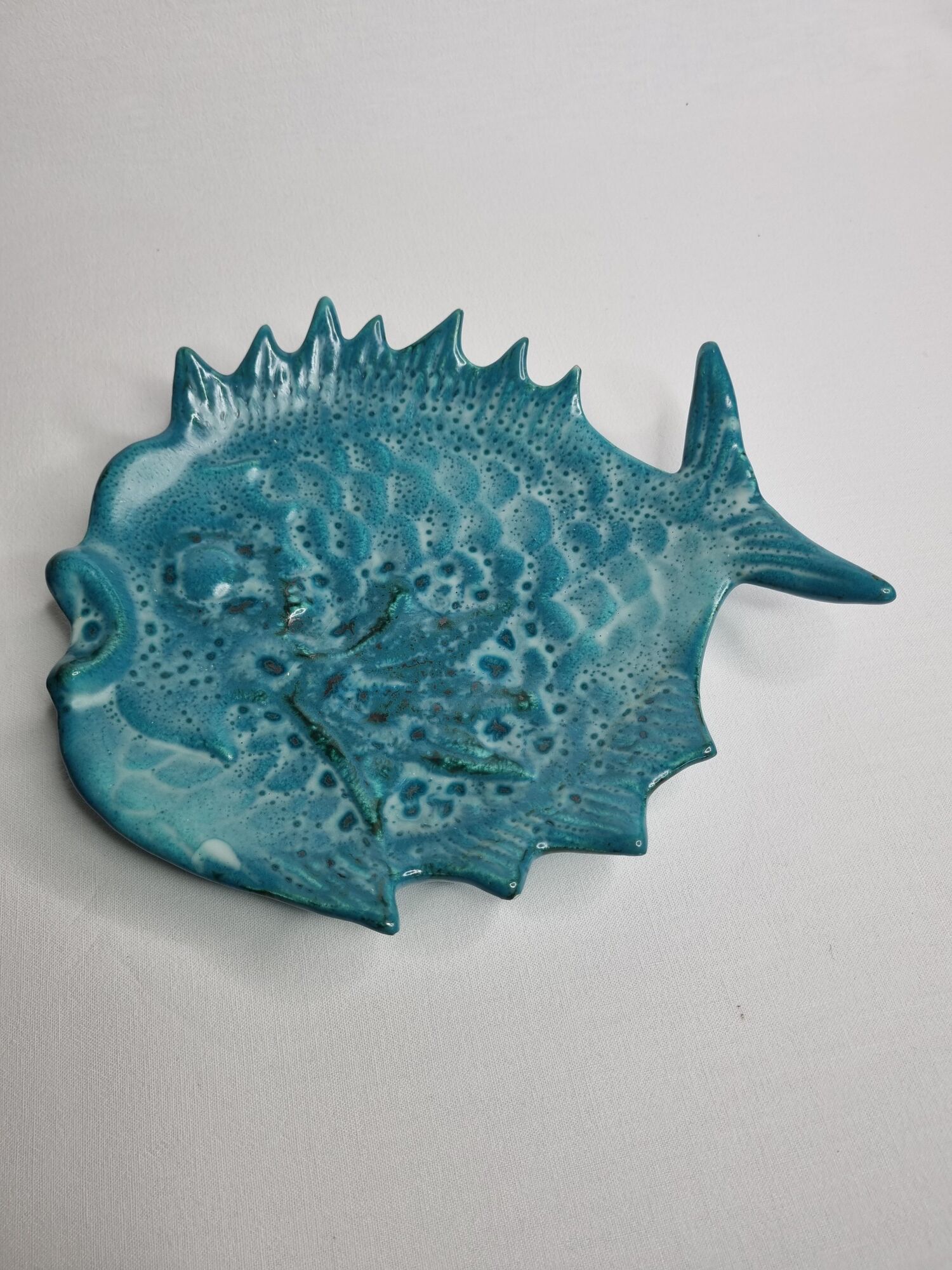 Cup, empty pocket "fat lava" in the form of cerulean blue fish, 28 cm