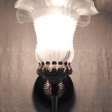 Art Deco wall light in brass with glass shade - mid 20th century.