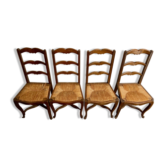 Lot 4 Provencal chairs made of straw and wood