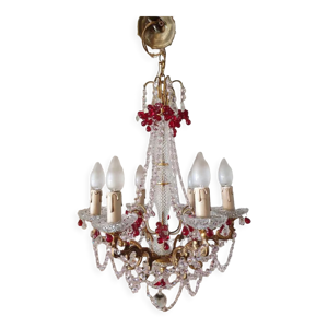 Lustre Murano à pampilles - rouges
