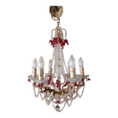 Murano chandelier with red grape pampilles