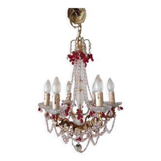 Murano chandelier with red grape pampilles