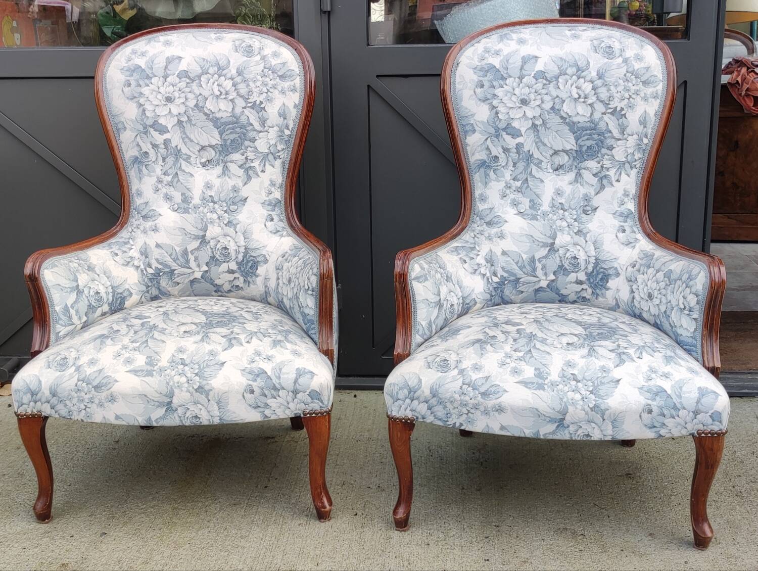 Old Pair of Louis Philippe Bergère Armchairs