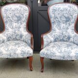 Old Pair of Louis Philippe Bergère Armchairs