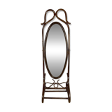 Curved wooden psyche mirror from the 60s