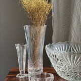 Large glass salad bowl with diamond points D30