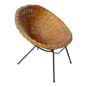 Fauteuil corbeille en rotin et