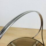 Silver metal and smoked glass tray