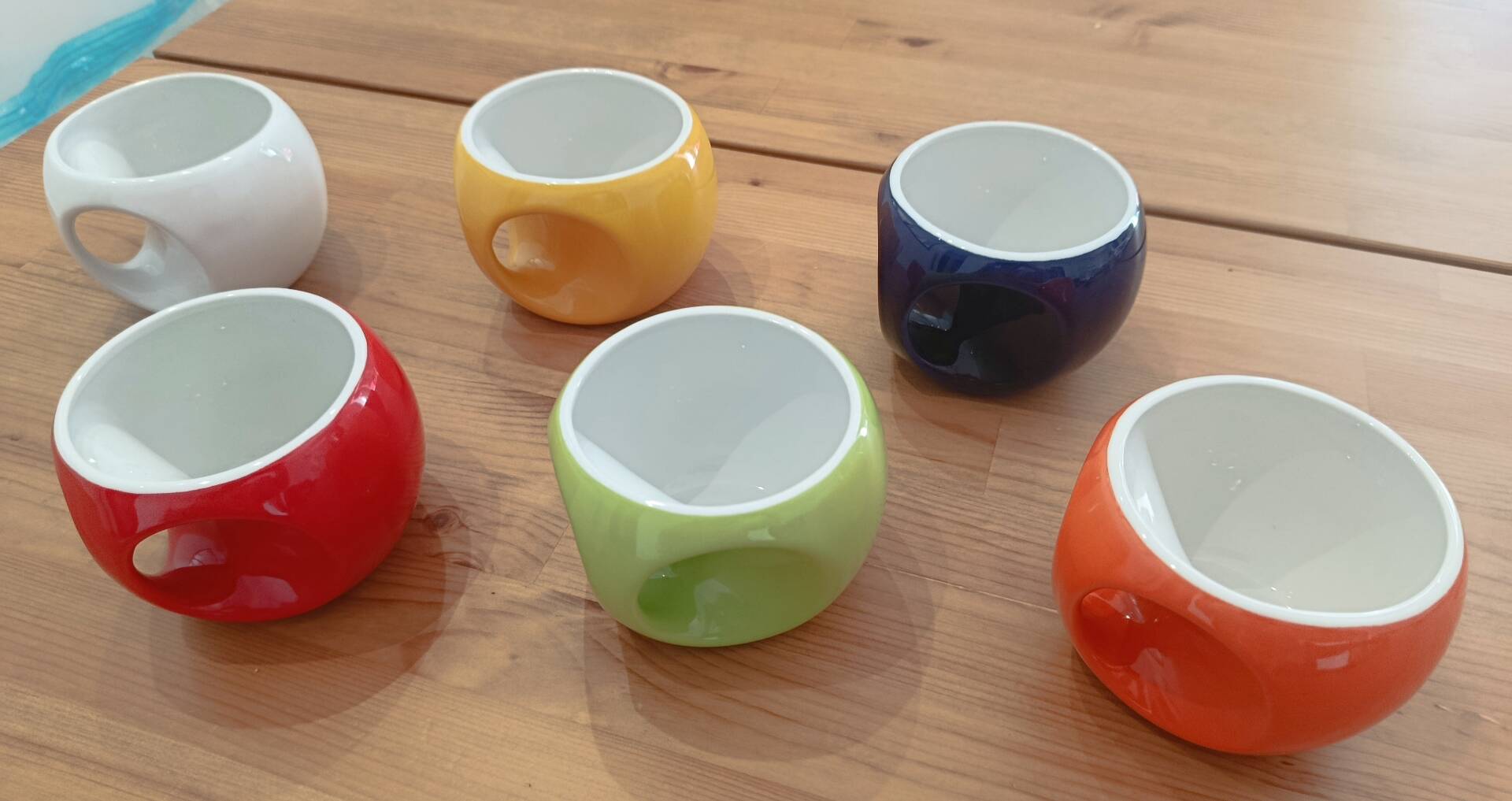 Set of 6 large mugs Pradel France – retro pop / Space Age design – mu