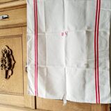Striped and monogram linen tea towel
