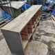 Ancien meuble casier d'atelier industriel en bois de sapin