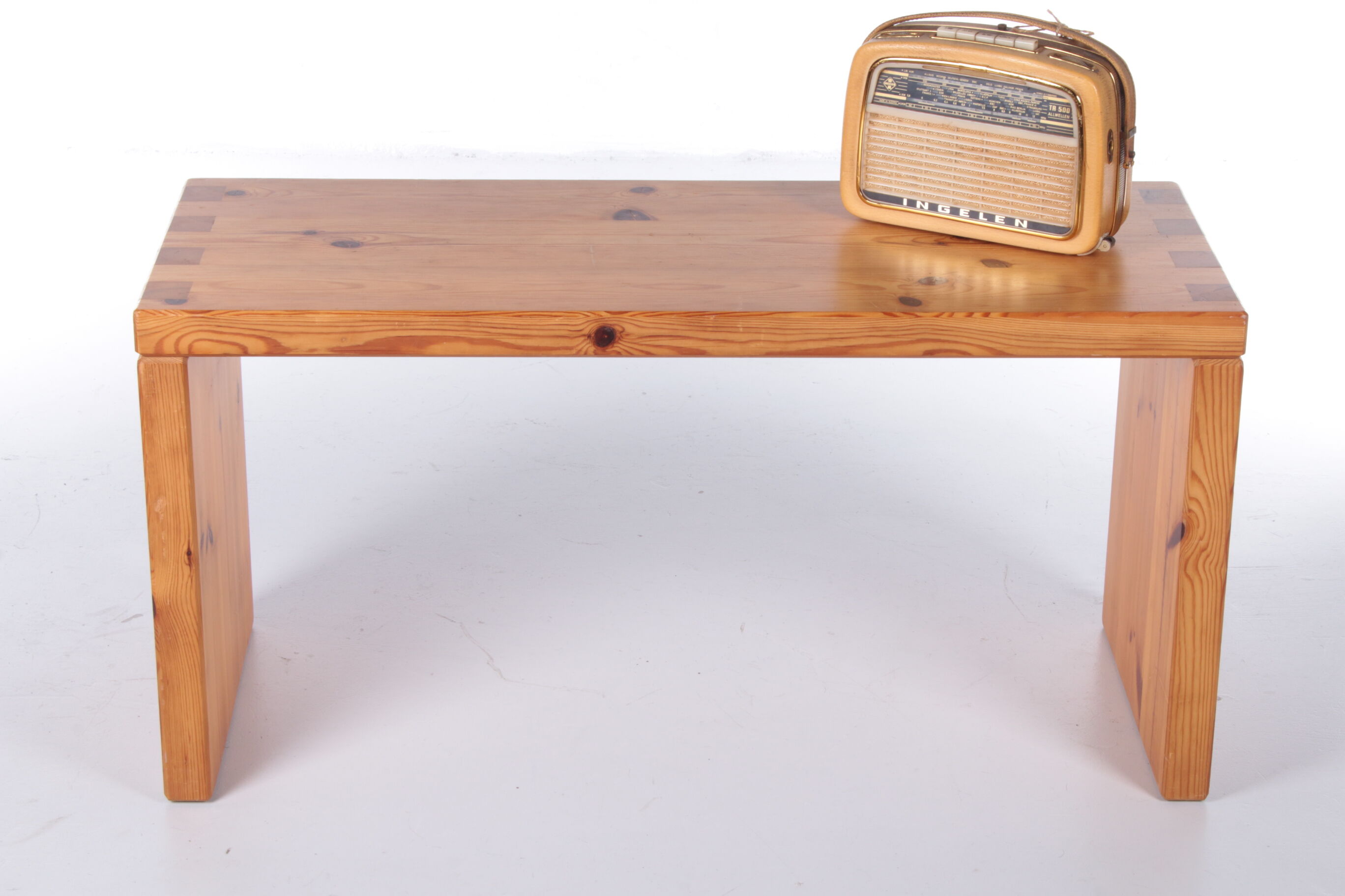 Vintage pine wood sidetable and or bench by Aksel Kjersgaard Odder Denmark